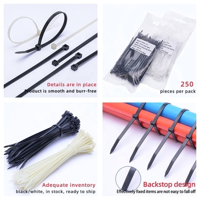 3.0*200 Black Nylon Zip Cable Ties 200mm Durable Multi Purpose Straps